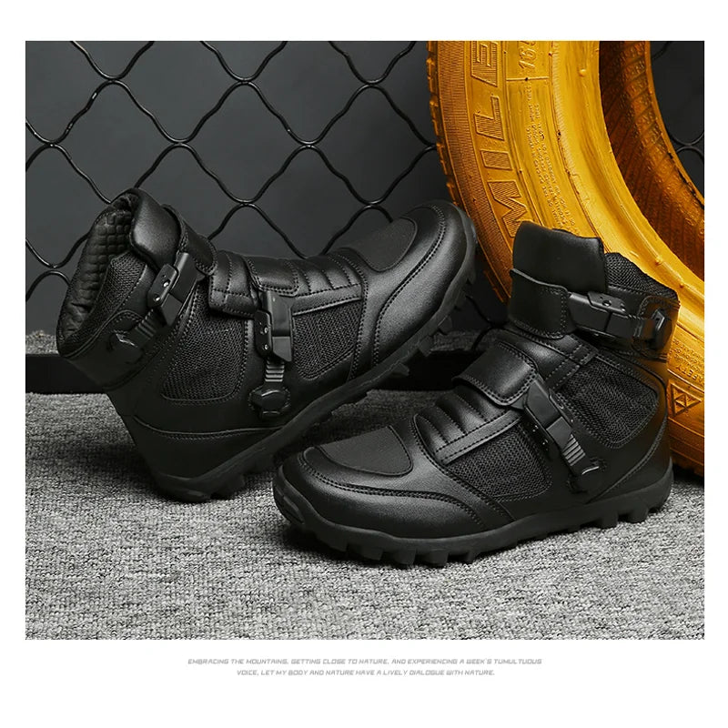 2026 New Men's Microfiber Leather Motorcycle Boots Breathable Anti-fall Anti-slip Road Racing Motorbike Shoes Rider Protective F