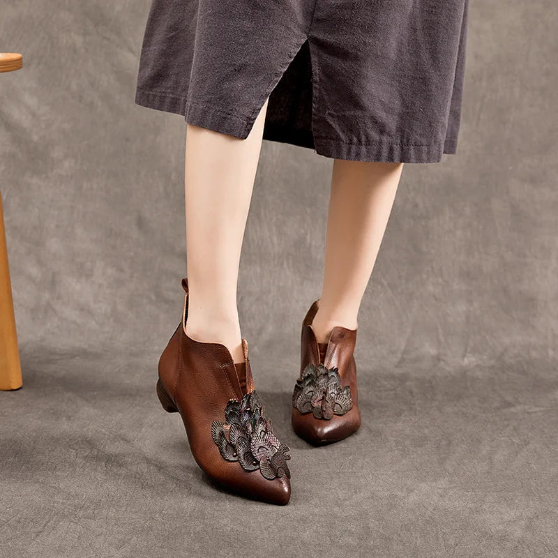 Myjyjz 3.5cm Genuine Leather Women Mary Jane Sandals Shoes Chunky Heels Fashion Hollow Comfy Point Toe Ankle Boots Summer Pumps