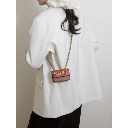 Mini Magnetic Crossbody Bag, Letter Flap & Chain Strap, Zipper Closure, Multi-Color for Daily & Office.