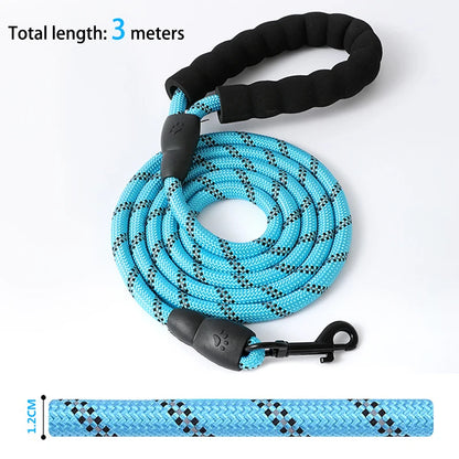3M Pet Reflective Nylon Tow Rope Non Slip Foam Handle Pet Adjustable Towing Ropes Large MiddleSmall Dogs Outdoors Pet Supplies
