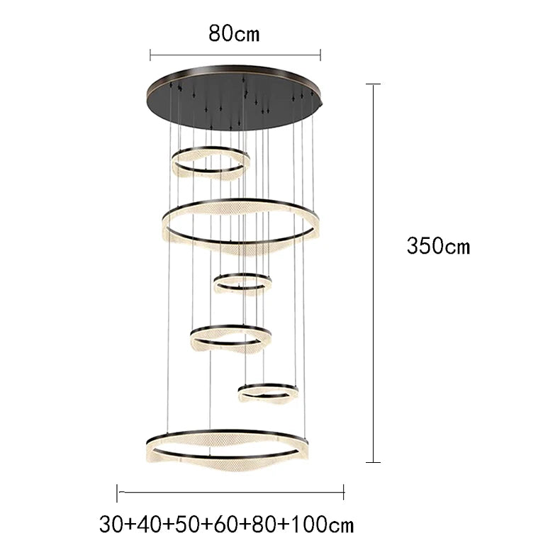 Modern ring stairs led lights pendant light lamps for living room led Chandeliers for dining room hanging light indoor lighting