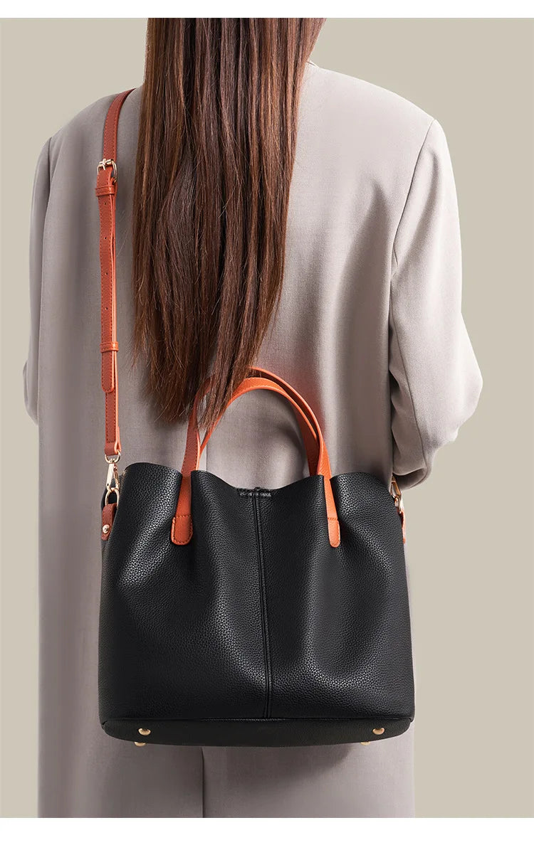 Women's Bag Leather Luxury Designer Shoulder Bag Soft Handbags Large Capacity Crossbody Bags Blue Black Khaki