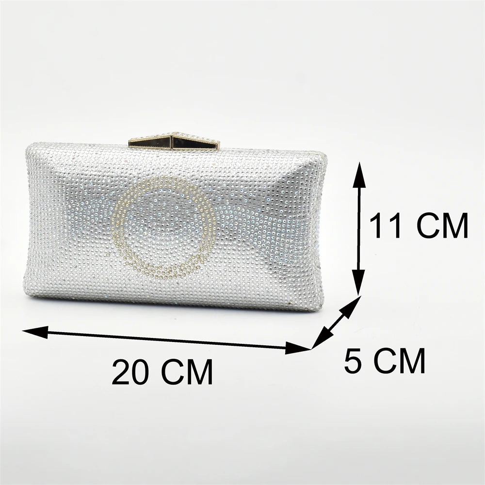 African Women Shoes and Bags Sets with Rhinestone Plus Size Heels 43 Nigerian Party Pumps Luxury Shoes Wedding Shoes Bride