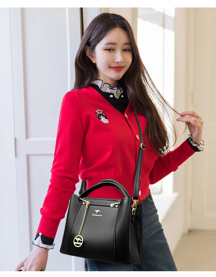 2024 Luxury Women Designer 3 Layers Shoulder Crossbody Sac Ladies Large Capacity Leather Handbags Shopper Brand Messenger Totes