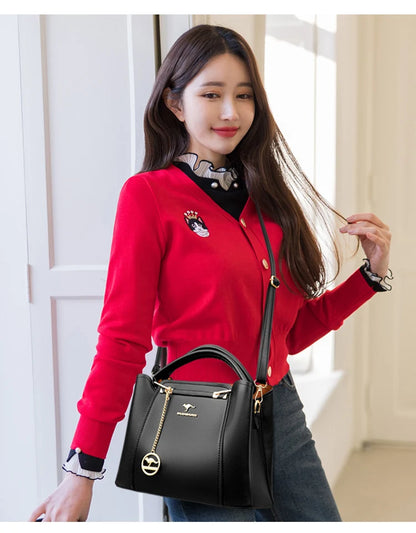 2024 Luxury Women Designer 3 Layers Shoulder Crossbody Sac Ladies Large Capacity Leather Handbags Shopper Brand Messenger Totes