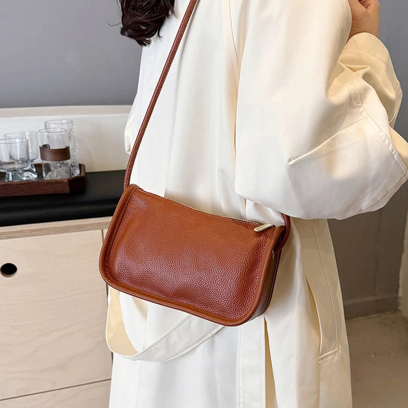 100%Real Cowhide Genuine Leather Sac Fashion Women Crossbody Bags For Ladies New High Capacity Shoulder Bag Handbag Female Purse