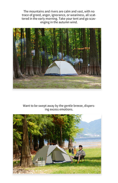 Outdoor Folding Tent Fully Automatic Quick Opening Tent 3-4 Person Self Driving Camping Tent Rain Proof Sun Proof Portable