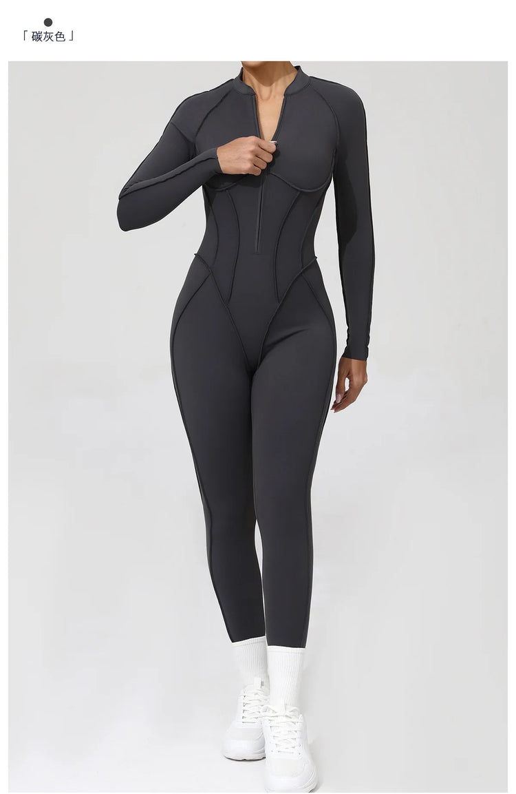 One Pieces Long Jumpsuits Sexy Womens Overalls Mono Streetwear Yellow Body Long Sleeves Woman Clothing Summer Gym Sportswear
