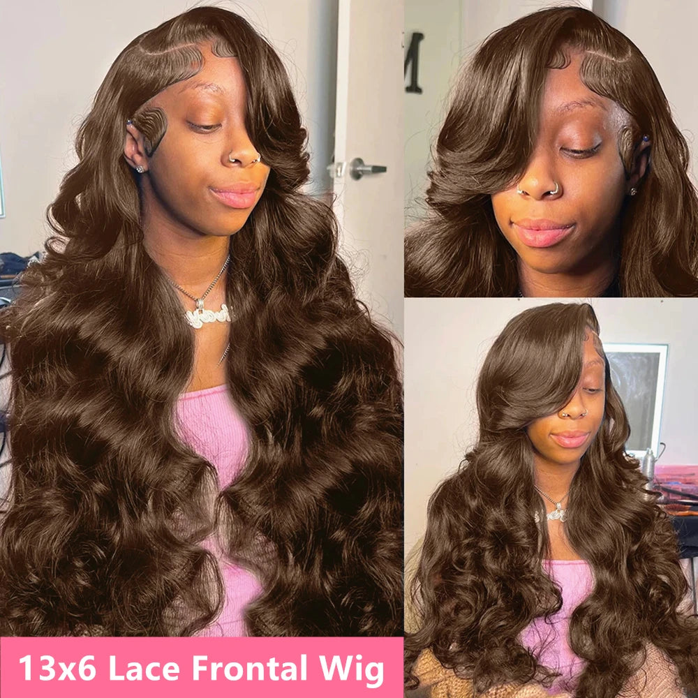 Silkwave Body Wave Chocolate Brown Lace Front Wig Brazilian 30 Inch 13x6 HD Lace Frontal Wigs For Women Colored Human Hair Wig
