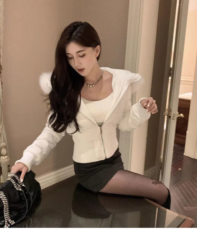 Fashion Parkas Women Short Parkas Winter Clothes Solid Fur Hooded Puffer Jacket Thicken Warm Female Cotton Padded Coat Outwear