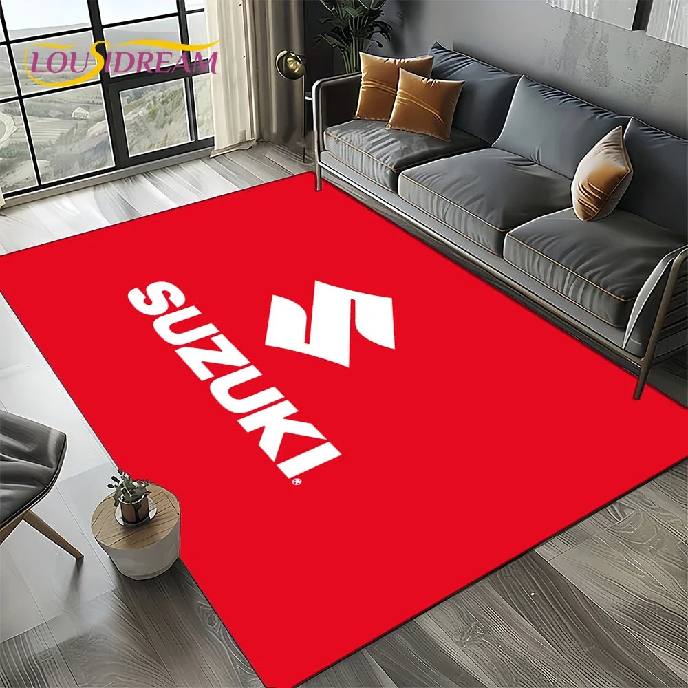 2025 Racing Car S-SUZUKI Logo Motorcycle Carpet Rug for Bedroom Living Room Home Sofa Decoration,kids Play Decor Floor Mat Gift