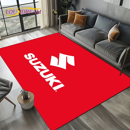 2025 Racing Car S-SUZUKI Logo Motorcycle Carpet Rug for Bedroom Living Room Home Sofa Decoration,kids Play Decor Floor Mat Gift