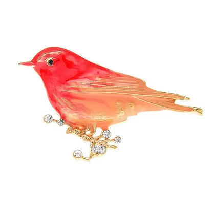 Fashion Magpie Brooch Cute Bird Flower Enamel Rhinestone Corsage Pin Clothing Accessories Jewelry