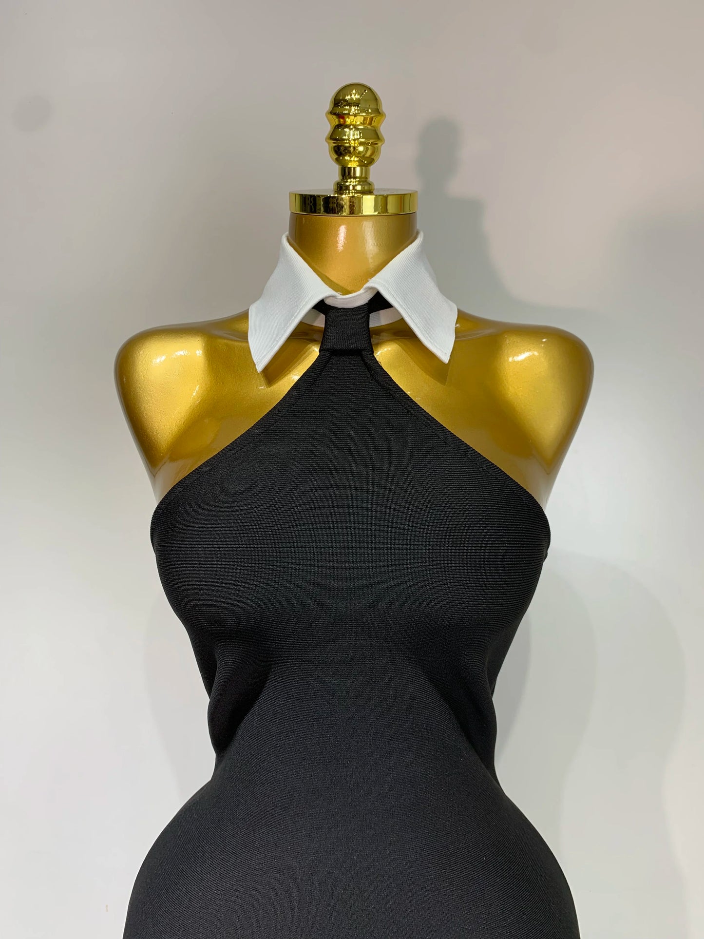 Women Sexy Backless White Shirt Collar Black Mini Bodycon Bandage Dress 2025 Elegant Evening Club Party Luxury Birthday Dresses