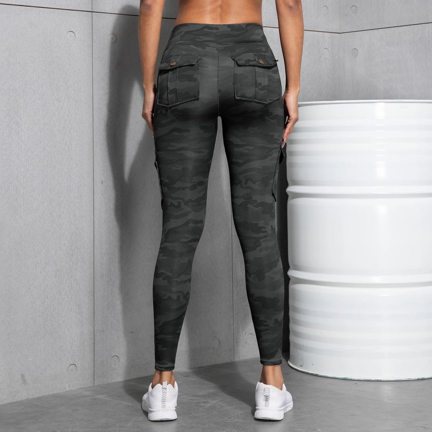 Camouflage Printed Women's Leggings With Pocket Sports Cargo Pants High Waist Slim Fit Tight Pants
