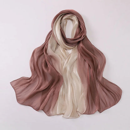 Two-color Shimmer Shiny Satin Hijab Crinkle Scarves Shawl Women Muslim Hijab Crepe Bandana Islamic Shimmer Silk Hijab