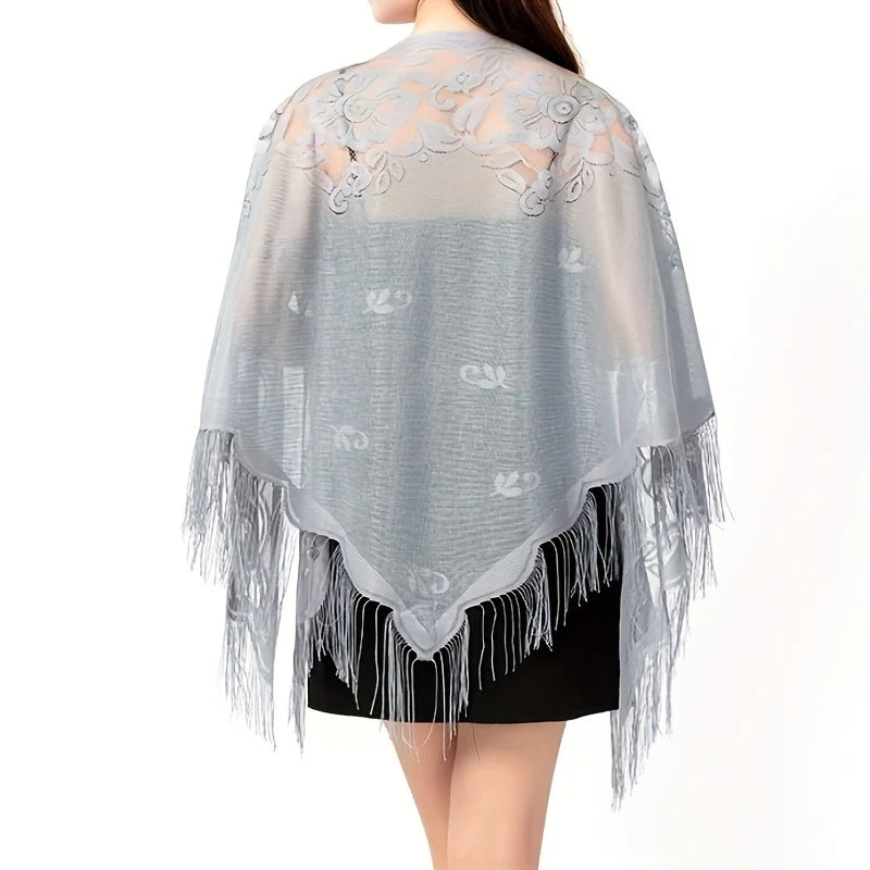 New Embroidery Lace Scarf Shawl Floral Triangular Veil Shawl For Women Party Scarf Wedding Poncho Stoles Ladies Headband Wraps