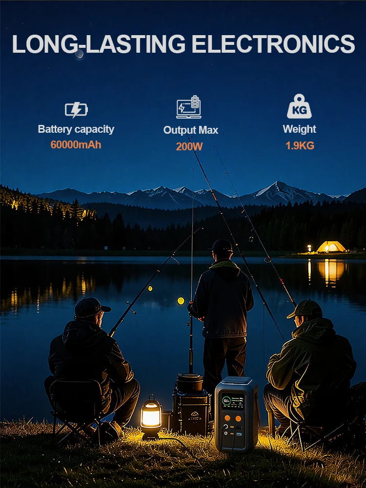 CTOLITY AXP200 200W Portable Solar Generator 192Wh Power Station Lifepo4 Battery Camping Power Bank Emergency Supply 140W PD