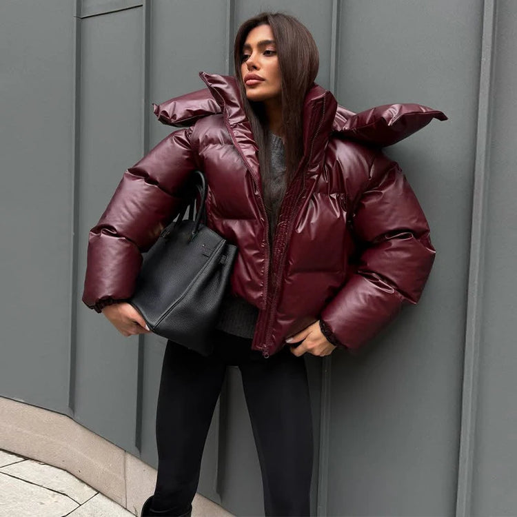 Detachable Sleeve Hooded Quilted Jackets 2026 Winter Ladies Solid 2-in-1 Zippers Waistcoat Cotton Coats Women's Warm Outwear