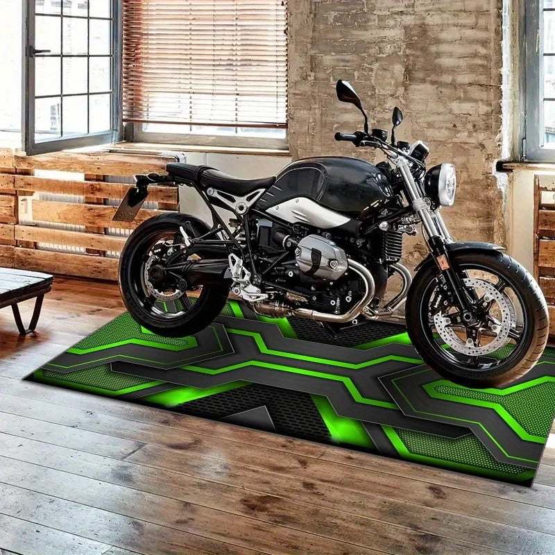 VIKAMA Simple Motorcycle Mat Non-Slip Easy Clean Garage Carpet Motorcycle Display Mat for Male Bedroom Dorm Home Decor