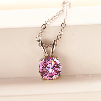 Pink Color Moissanite Pendant Necklace 1 Carat 6.5mm Real Gra Lab Diamond Pendant Necklace 925 Sterling Silver Luxury Jewelry