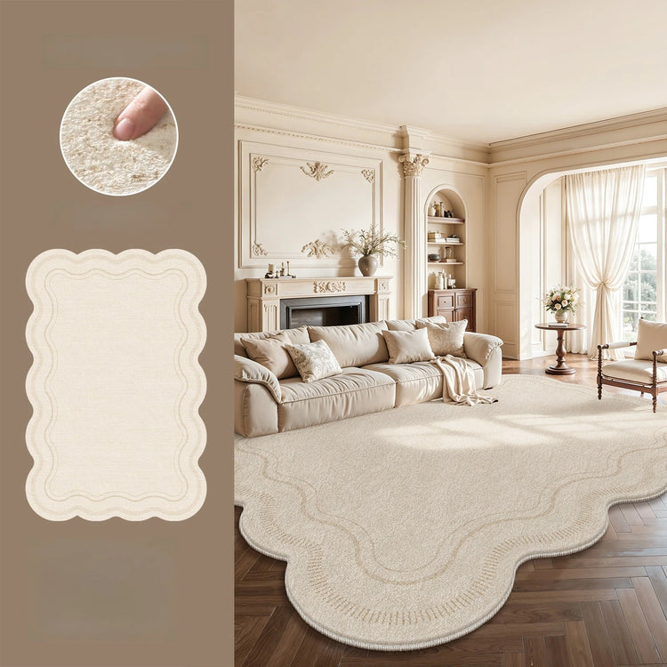 Cream Style Rugs for Bedroom Large Area Living Room Decoration Plush Carpet Irregular Thick Lounge Floor Mat Fluffy Soft Rug