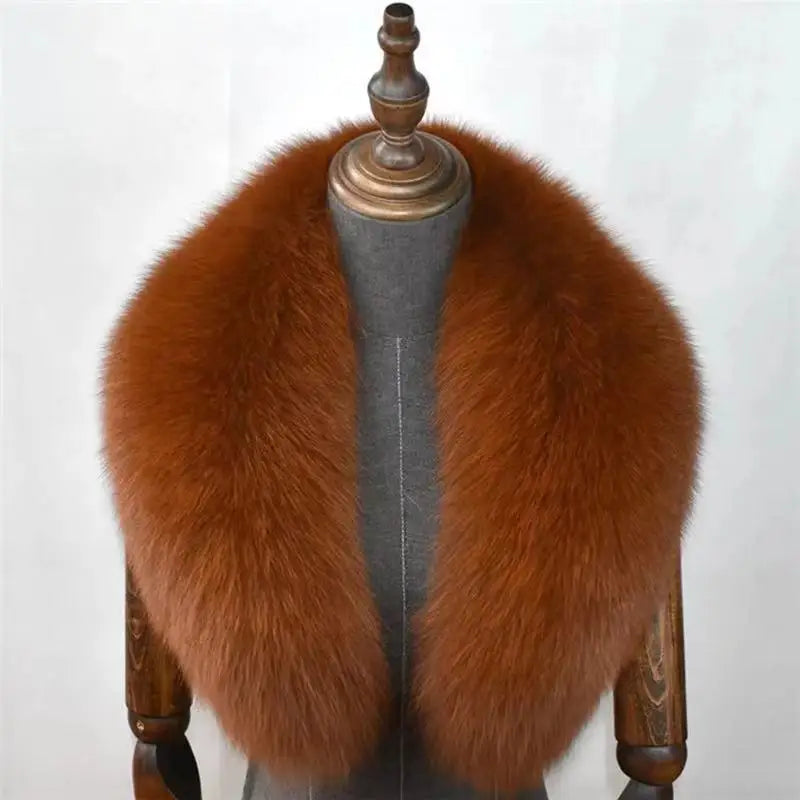Fox Fur Collar 100% Real Fox Fur Scarf Winter Women Natural Fur Gray Collar Large Size Neck Warmer Fur Scarf Shawls