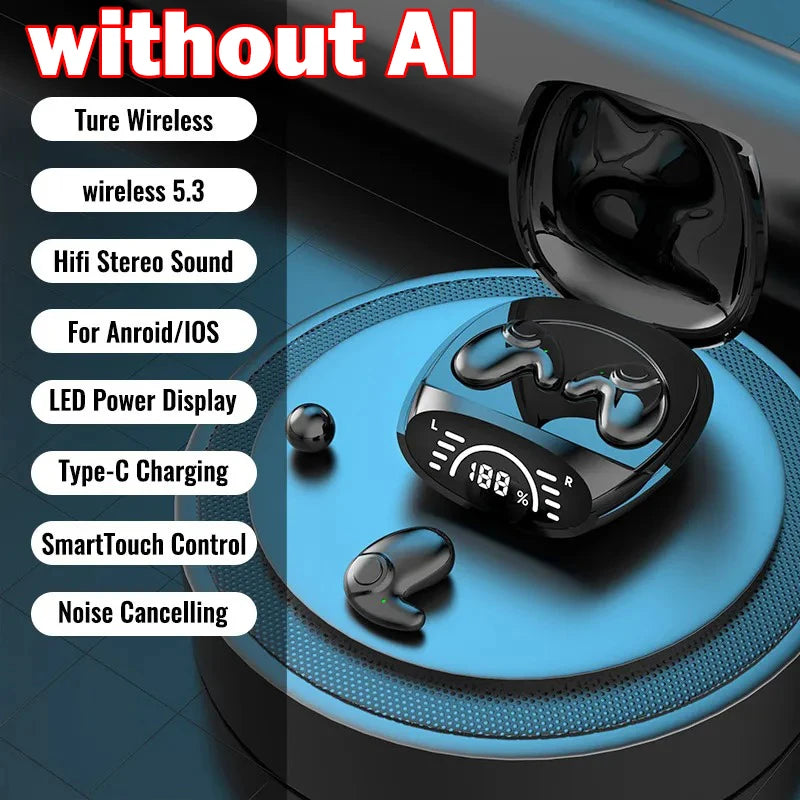 Bluetooth 5.3 AI Translation Earphones Support 135 Language Wireless Headphones Sleep Headsets HiFi Noise Reduction Earbuds