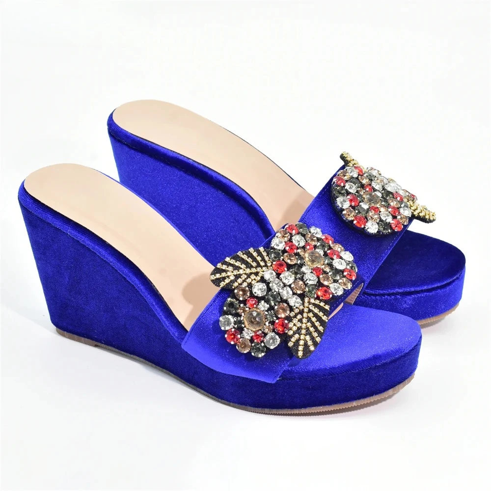 Italian Designers Luxury Round Toe Bright Diamond Elegant Summer Party Women's Platfrom High Heels Shoes Wedding Shoes Bride
