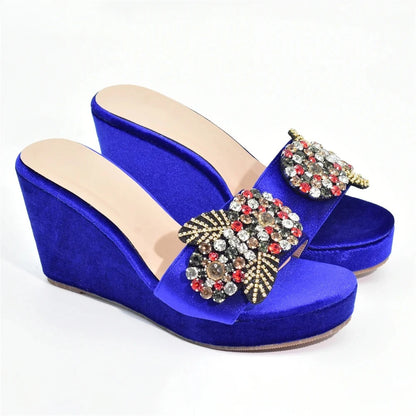 Italian Designers Luxury Round Toe Bright Diamond Elegant Summer Party Women's Platfrom High Heels Shoes Wedding Shoes Bride