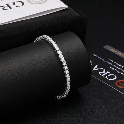 ESKEEM 925 Sterling Silver Moissanite Tennis Chain Necklace 3mm/4mm VVS1 Iced Out Round Cut Jewelry for Men Women Hip Hop Gift