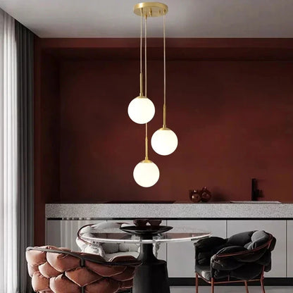 LED Glass Ball Pendant Lamp Chandelier Lights Home Indoor Kitchen Island Restaurant Bar Table Decor Hanging Suspension