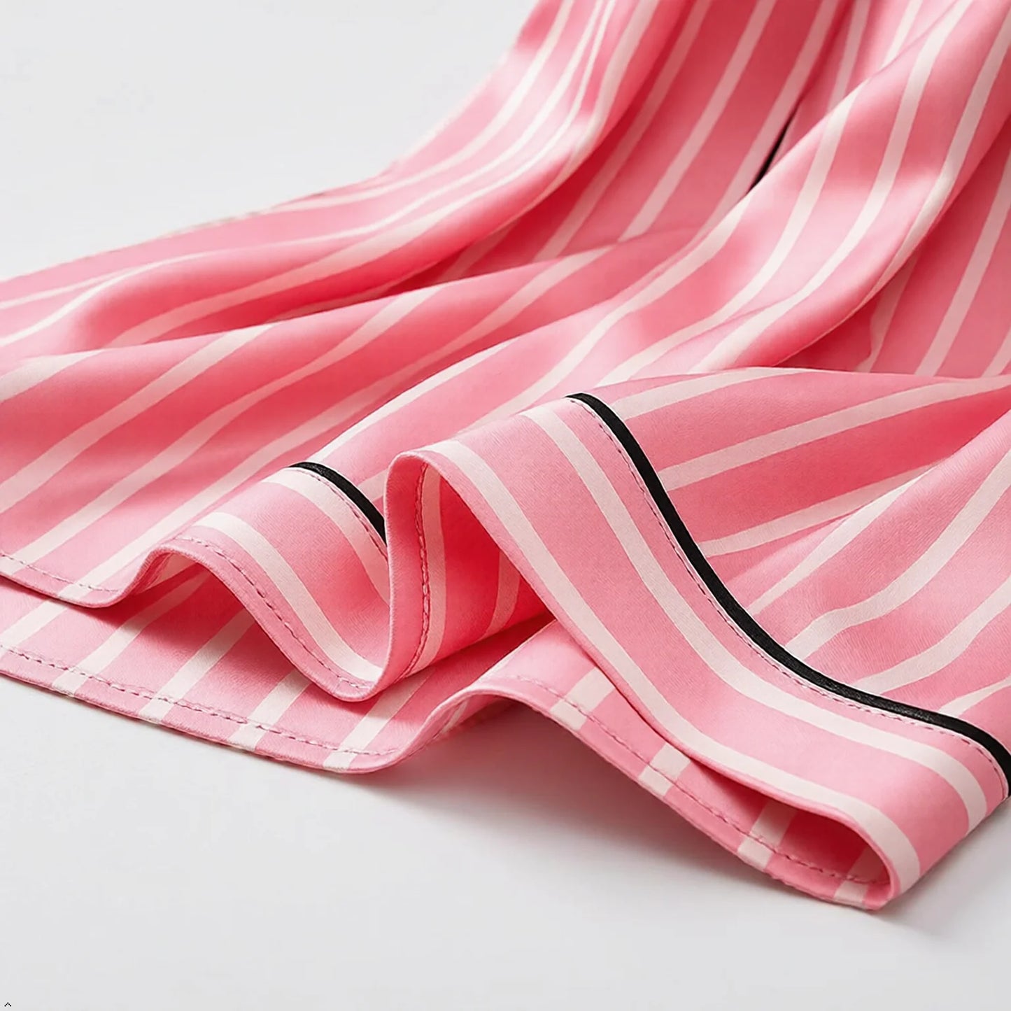 Women's Plus Size 7 Piece Soft Smooth Rayon Pajama Set, V-Neck Loungewear, Pink Striped Sleepwear