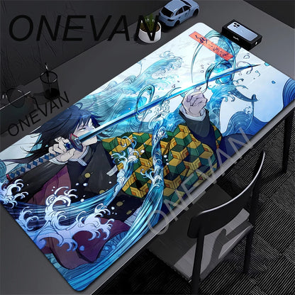 Mouse Pad Gaming Laptops Keyboard Mat Xxl Pc Desk Protector Deskmat Gamer Mats Anime Demon Slayers Rengoku Kyoujurou Pc Mousepad