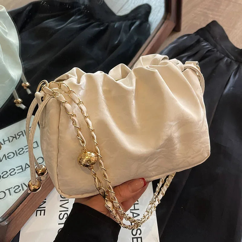 Chain Bag Ladies PU Leather Shoulder Bags Purse for Women Fashion Crossbody Bags Underarm Bag Small Square Satchel Handbag Bolas