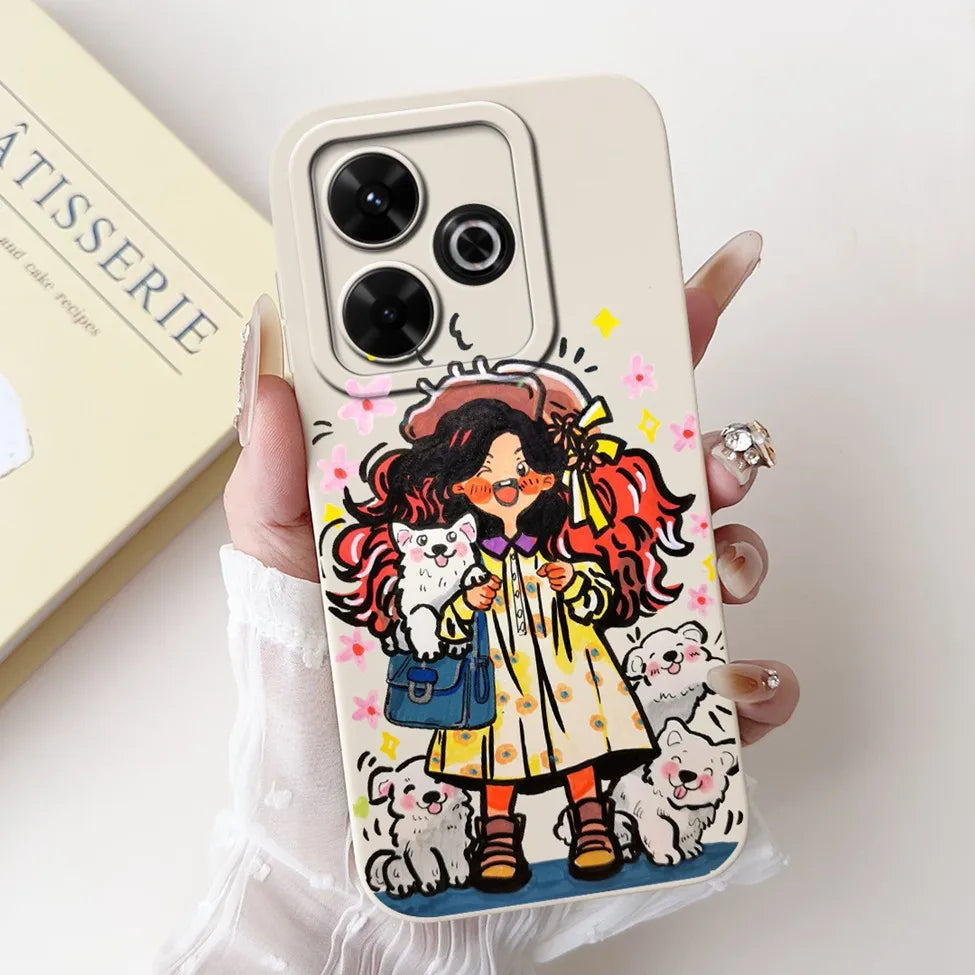 Casing For Redmi 13 Case 13 5G Cute Cat Fashion Luxury Flowers Silicone Shockproof Back Cover For Redmi 13 5G Phone Case Bumper