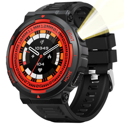 EIGIIS Smart Watches for Men with LED Flashlight 1.53" HD with 100+ Sport Modes Health/Sleep Monitor and 3ATM Waterproof Watche