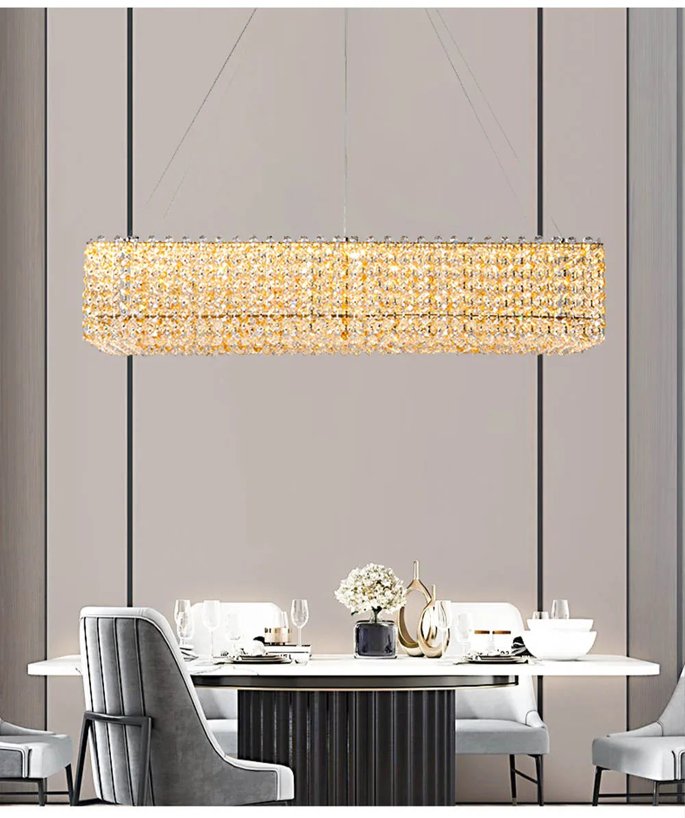 Champagne Crystal Waterfall Bead Modern Ceiling Lights LED Lamps Lighting Fixture for Living Room Lustres Home Decor Lampara