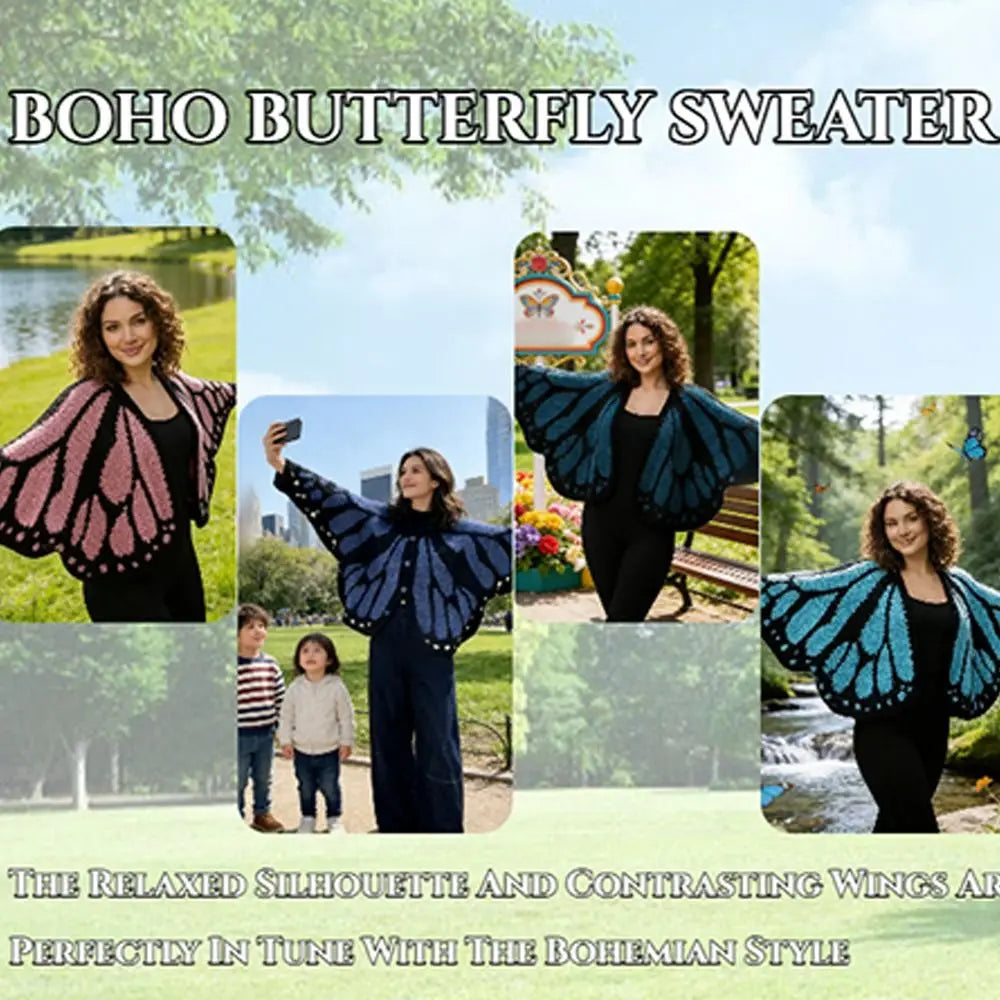 Crochet Monarch Butterfly Knit Cardigan Soft Breathable MonarchButterfly Cardigan Sweater Keep Warm with Butterflies Wing