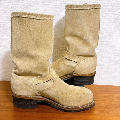 Handmade Vintage Velvet Khaki Work Boots Men's American Style Mid-Calf Retro Thick Bottom Belt Buckle Motor Vehicle Engineeri