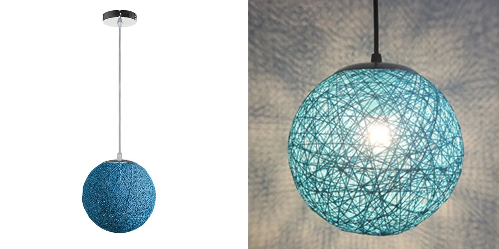 Nordic Hand-woven Rattan Pendant Lights Ceiling Chandelier Modern Hanging Lamps Restaurant Living Room Kitchen Lighting Fixtures