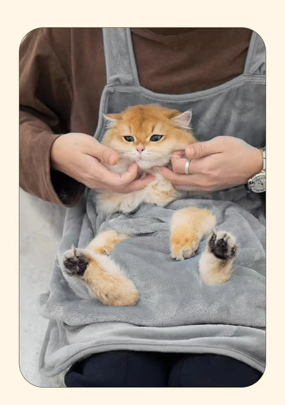 Cat Carrier Apron with Holes Outdoor Travel Small Cat Dogs Hanging Chest Bag Sleeping Pocket Winter Plush Pets Carrier Pouch