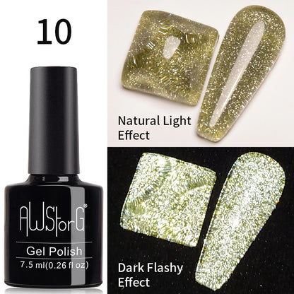 AWStorG 7.5ml Starlit Chameleon Cat Magnetic Gel Nail Polish Double Colors Semi Permanent UV Gel Varnish Need Black Base