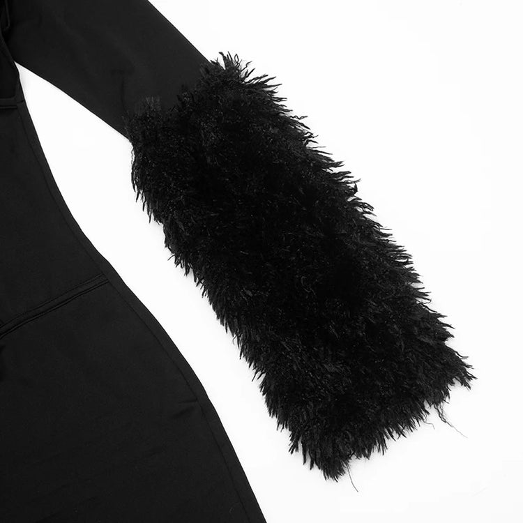 Weird Puss Cross Hollow Jumpsuit Women Sexy Fit Fur Patchwork Full Sleeve Workout Activity Streetwear Stretch Tight Overalls
