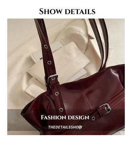 Winter Style Women's Retro Minimalist Tote Shoulder Bag 2025 Autumn Large Capacity Commuting Top-Handle Hand Bags for Women