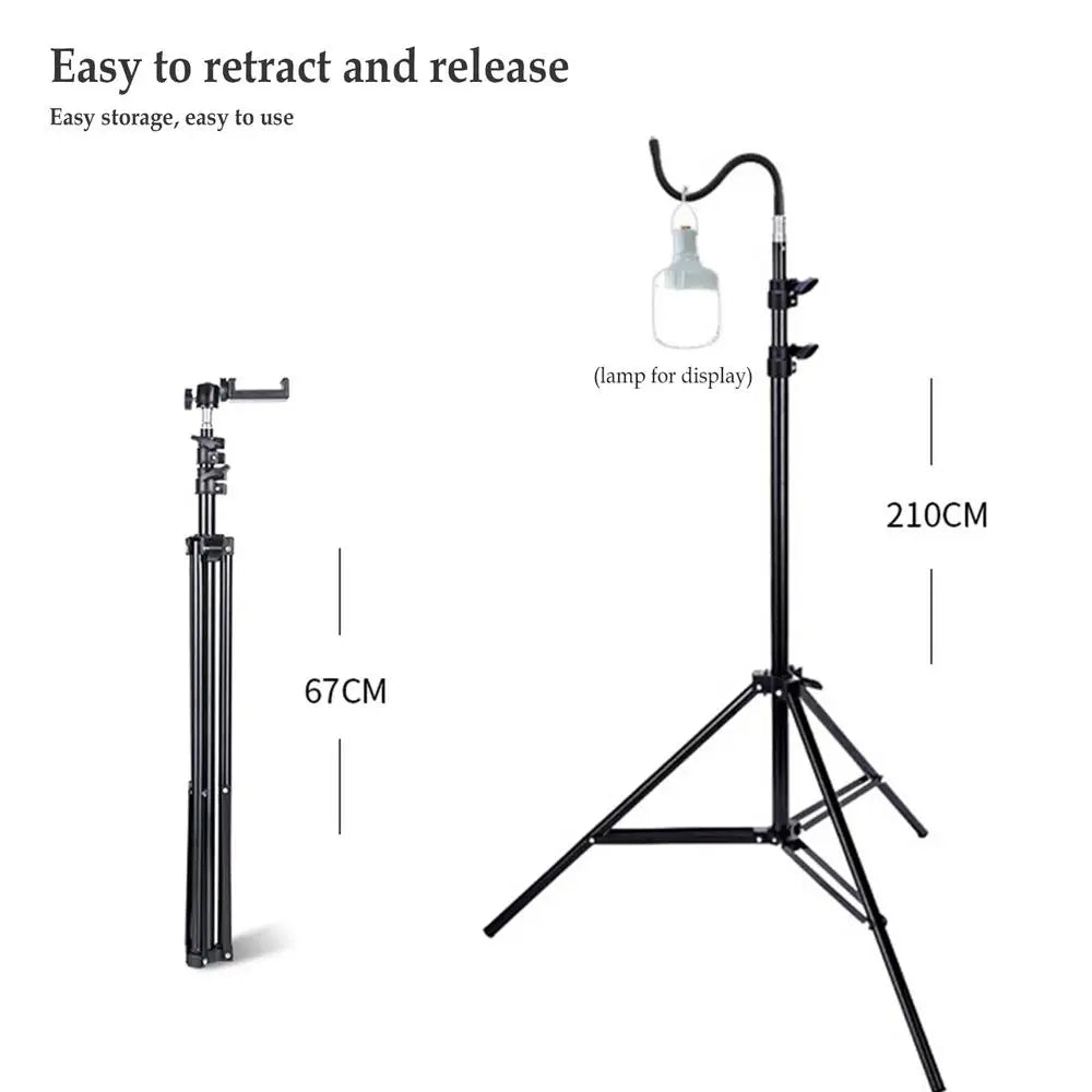 2m Campinglight Stand Folding Telescoping Tripod Adjustable Lightweight Aluminium Floor Lamp Holder Tripod Camping Accessories