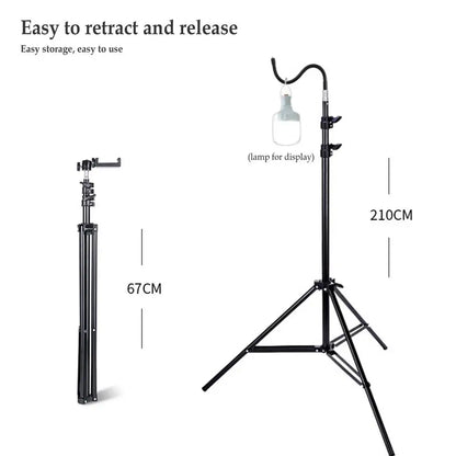 2m Campinglight Stand Folding Telescoping Tripod Adjustable Lightweight Aluminium Floor Lamp Holder Tripod Camping Accessories