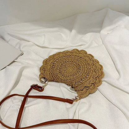 Vintage Woven Handbag New Vacation Round Summer Beach Bag Fashion Crossbody Bag Ladies Messenger Bags