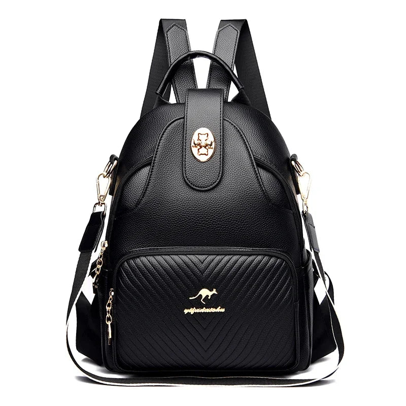 2024 New Fashionable Women's Backpack High Quality Soft Leather Women Shoulder Bag Famous Luxury Brand Female Handbag Sac A Main