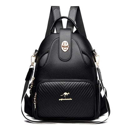 2024 New Fashionable Women's Backpack High Quality Soft Leather Women Shoulder Bag Famous Luxury Brand Female Handbag Sac A Main